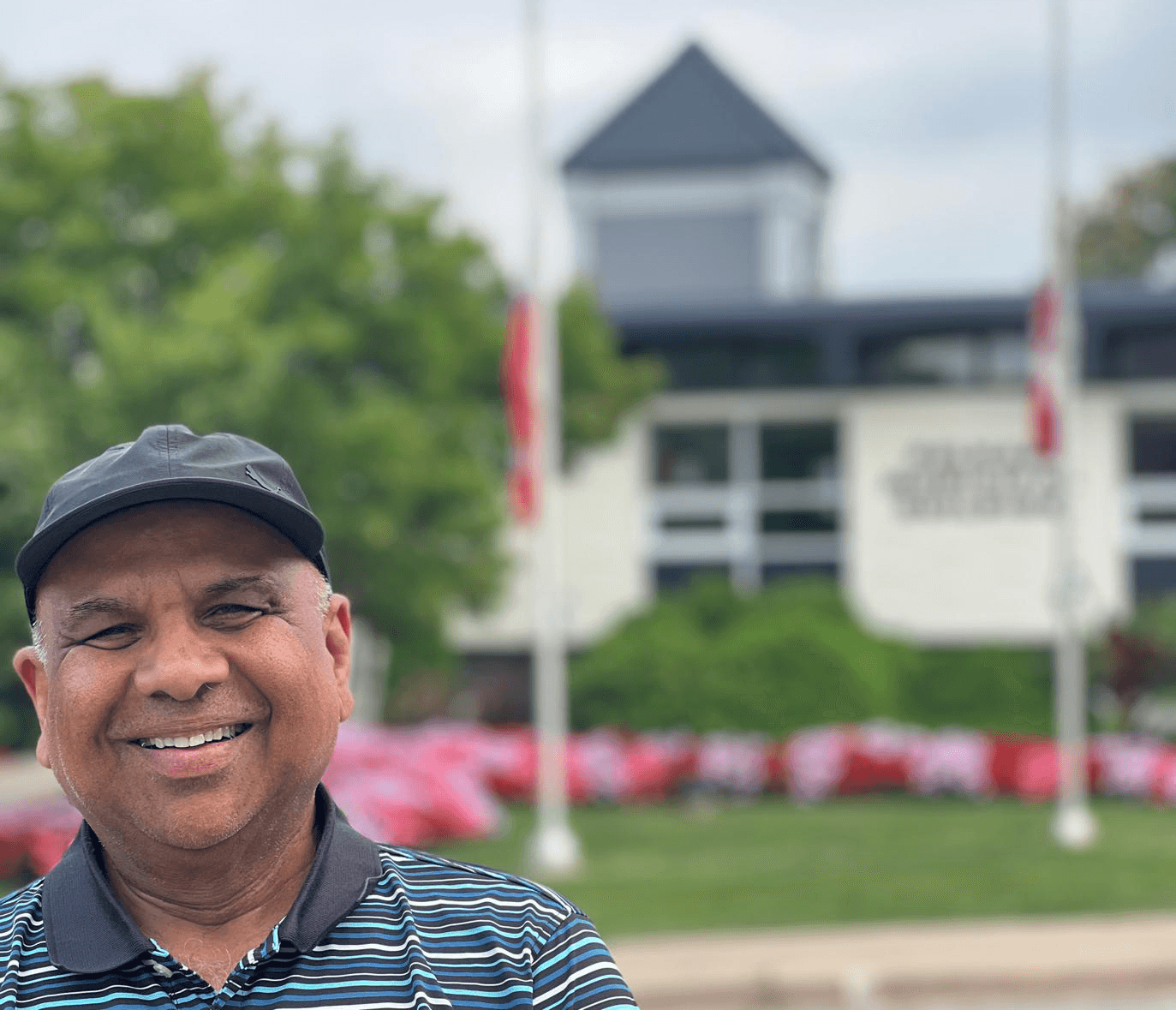 Randy Gananathan in front of Pelham Town Hall